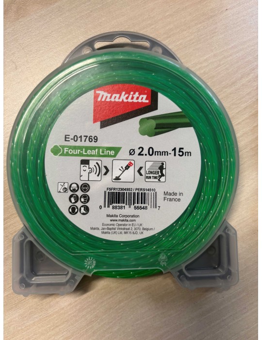 Fil nylon hélicoïdal makita 2mm, longueur 15m, débroussailleuse