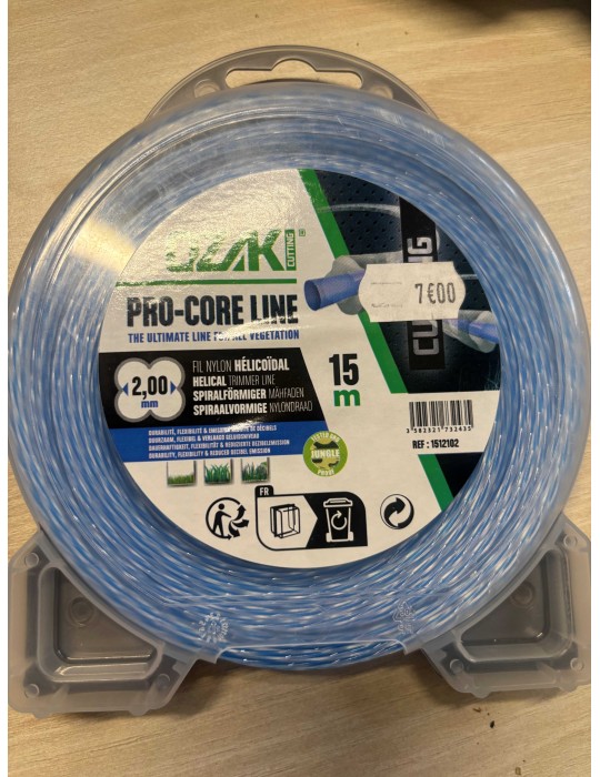 Fil nylon hélicoïdal osaki 2mm, longueur 15m, débroussailleuse