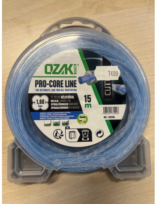 Fil nylon hélicoïdal osaki 1.6mm, longueur 15m, débroussailleuse